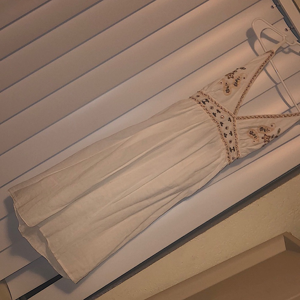 White summer dress with rhinestone on top area